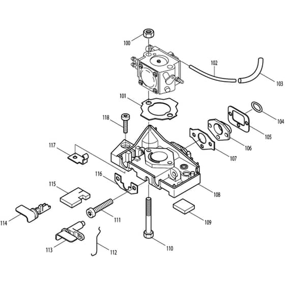 Makita DCS400 - Chainsaw - Carburettor Manifold Diagram