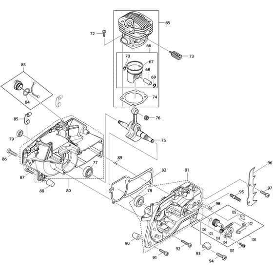 Makita DCS500 - Chainsaw - Cylinder Diagram