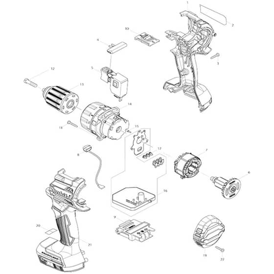 Makita DDF484 - Cordless Driver Drill - Power Tool Diagram