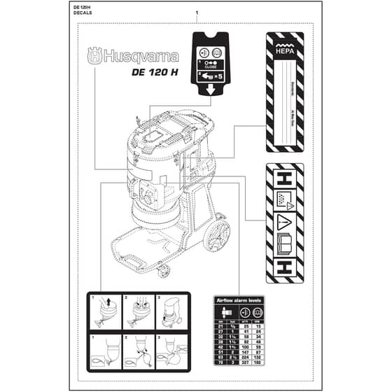 Husqvarna DE 120 H - 970514806 - Decals