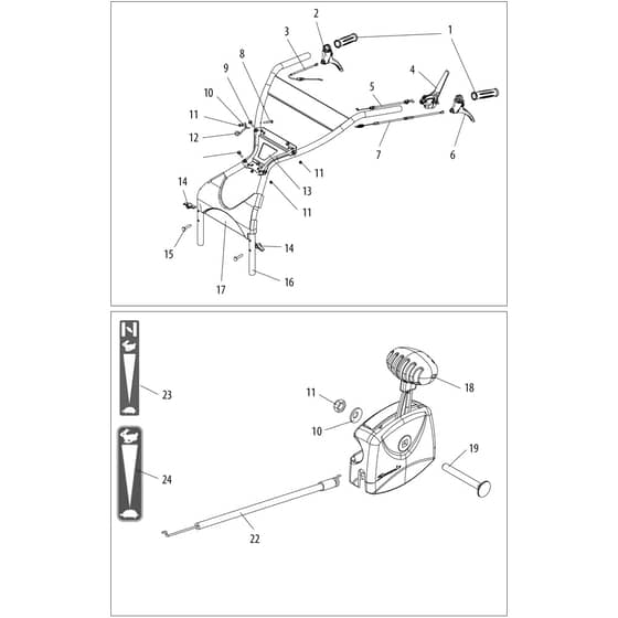 DEB 519 - Oleo-Mac Bush Hog Mower Handlebar Diagram