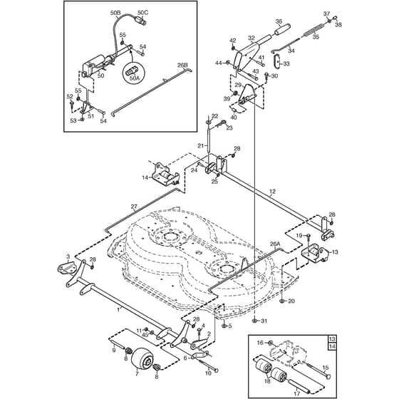DECK 105 C 4000 series - 2010 - 13-2972-04 - Mountfield Front Mower Controls Diagram