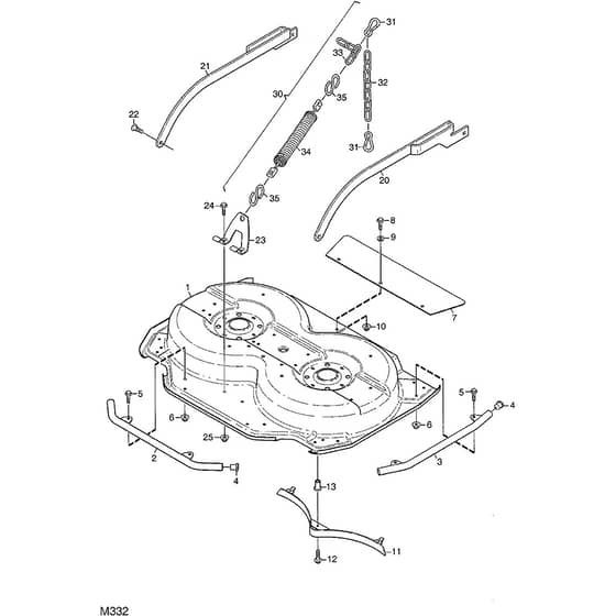 DECK 95 C 4000 series - 2010-2011 - 13-2964-04 - Mountfield Front Mower Frame Diagram