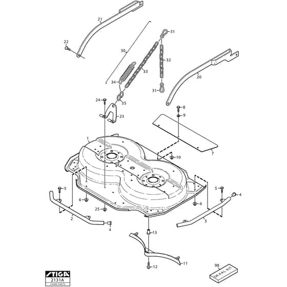 DECK VILLA 95 C EL - 2014 - 13-2965-15 - Stiga Front Mower Frame Diagram