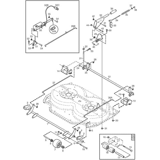 DECK VILLA 95 COMBI EL - 2010-2012 - 13-2965-14 - Stiga Front Mower Controls Diagram