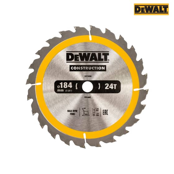 DeWalt Construction Circular Saw Blade 184 x 16mm x 24T- DT1939-QZ