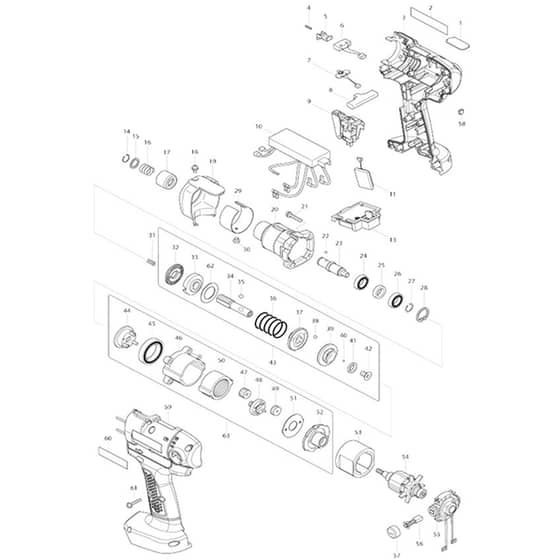 Makita DFT084F - Cordless Screwdriver - Power Tool Diagram