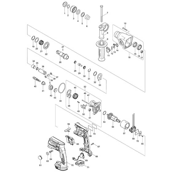Makita DHR165 - Cordless Rotary Hammer 16mm - Power Tool Diagram
