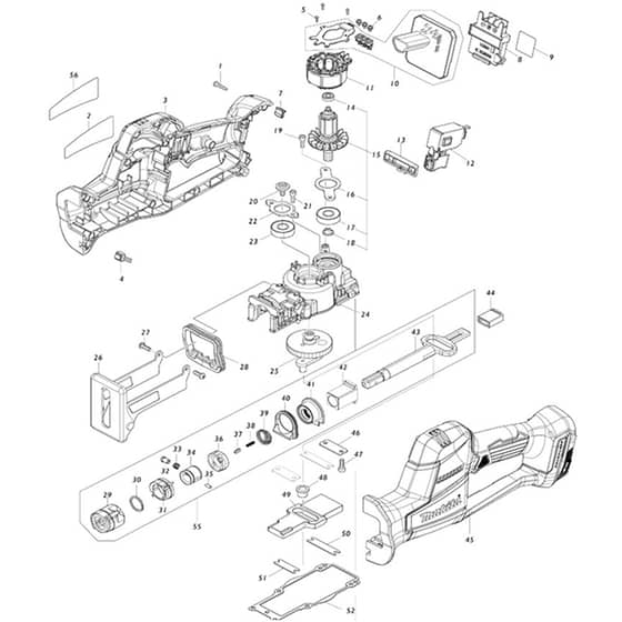 Makita DJR189 - Cordless Recipro Saw - Power Tool Diagram
