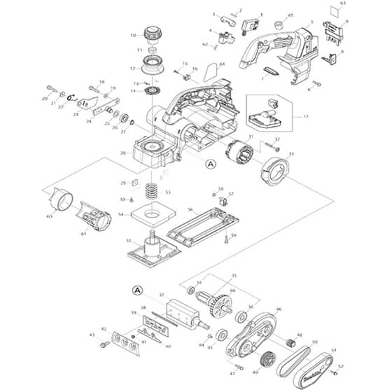 Makita DKP181 - 82mm Cordless Planer - Power Tool Diagram