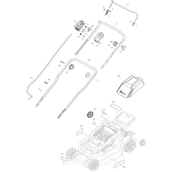 Makita DLM382 - 380mm Cordless Lawn Mower - Power Tool 01 Diagram
