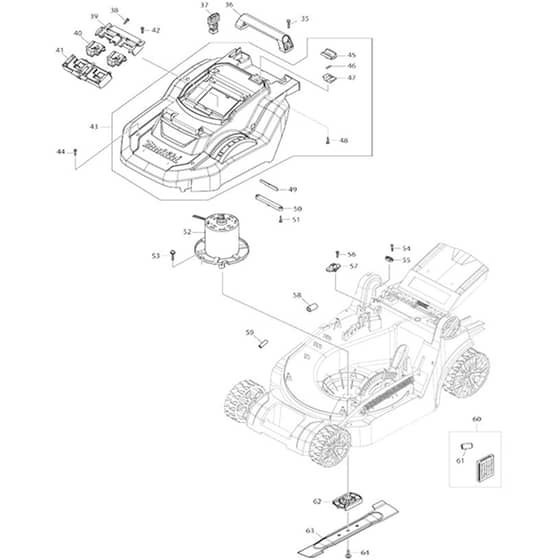 Makita DLM382 - 380mm Cordless Lawn Mower - Power Tool 02 Diagram