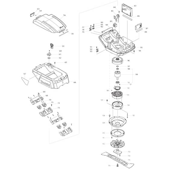 Makita DLM462 - 460mm Cordless Lawn Mower - Power Tool 02 Diagram