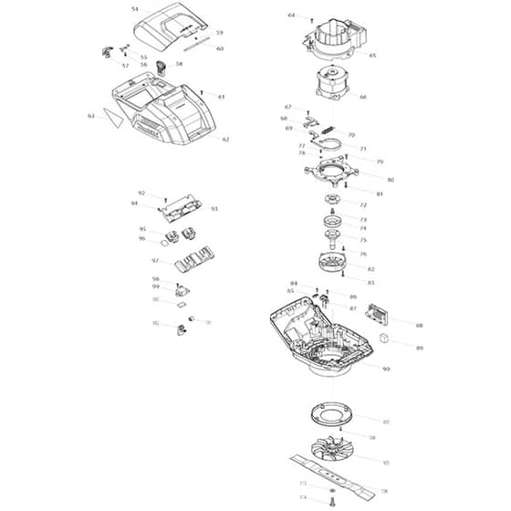 Makita DLM463 - 460mm Cordless Lawn Mower - Power Tool 02 Diagram