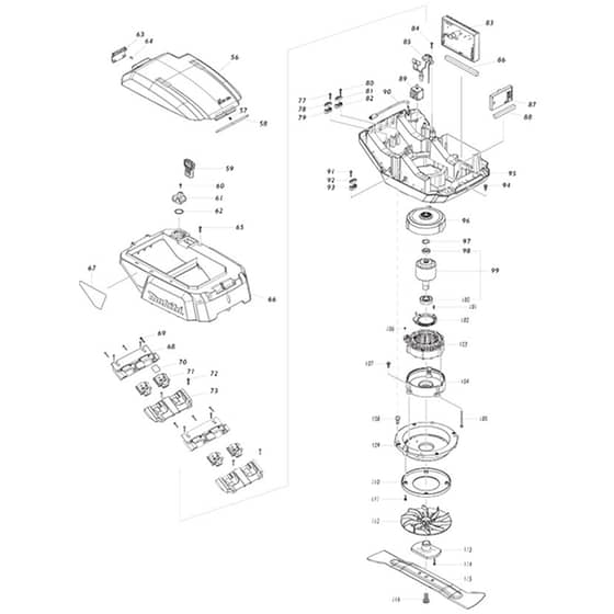 Makita DLM465 - 460mm Cordless Lawn Mower - Power Tool 02 Diagram