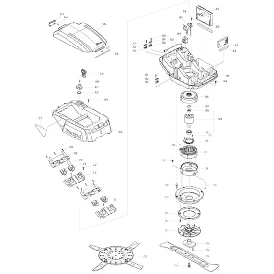 Makita DLM533 - 530mm Cordless Lawn Mower - Power Tool 02 Diagram