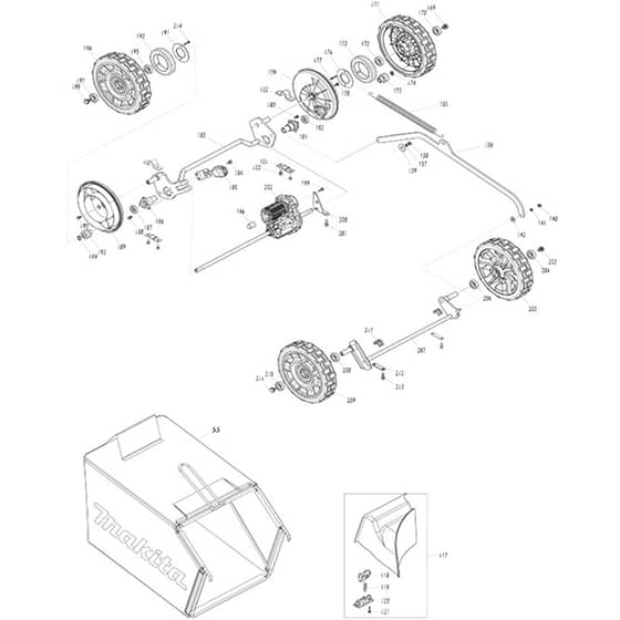 Makita DLM537 - 530mm Cordless Lawn Mower - Power Tool 04 Diagram