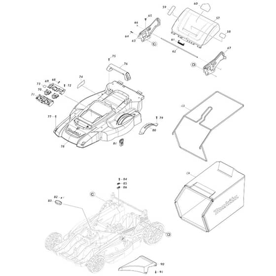Makita DLM538 - 530mm Cordless Lawn Mower - Power Tool 02 Diagram