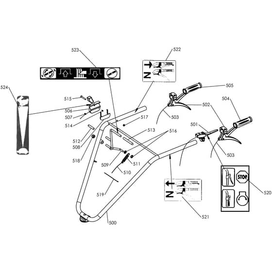 DR 52 VBR6 -  - Efco Bush Hog Mower Handle (until 2011) Diagram