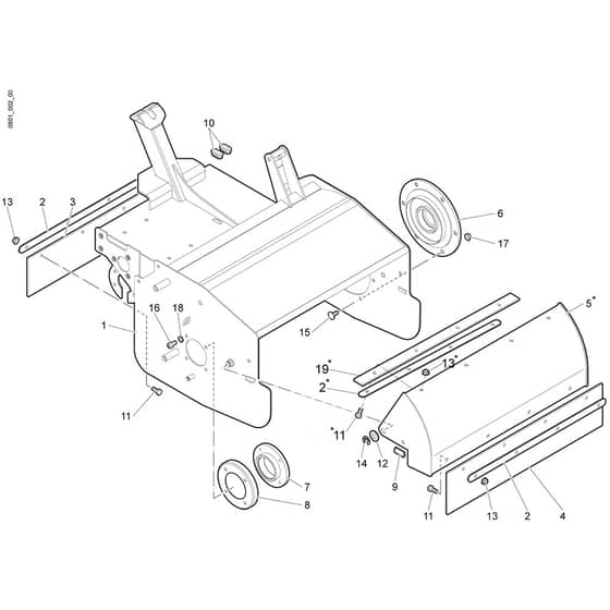DR 55 H 6.5 -  - Efco Flail Mower Frame assembly Diagram