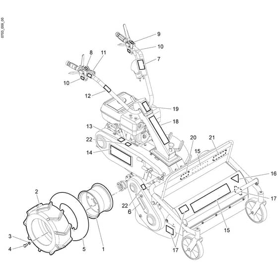 DR 65 HR 11 -  - Efco Flail Mower Driving wheel - Plate kit Diagram