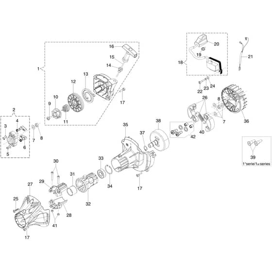 DS 3500 S -  - Efco Brushcutter Starter assy and clutch Diagram