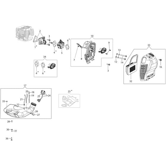 DSF 5500 -  - Efco Brushcutter Tank and air filter Diagram