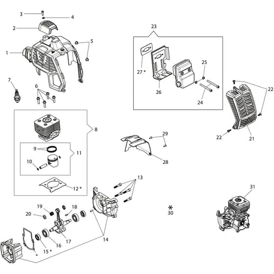 DSH 2500 S -  - Efco Brushcutter Engine Diagram