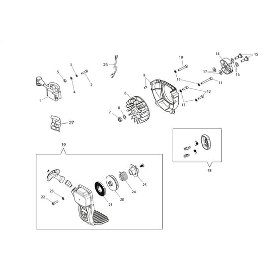 DSH 250 S -  - Efco Brushcutter Starter assy and clutch Diagram
