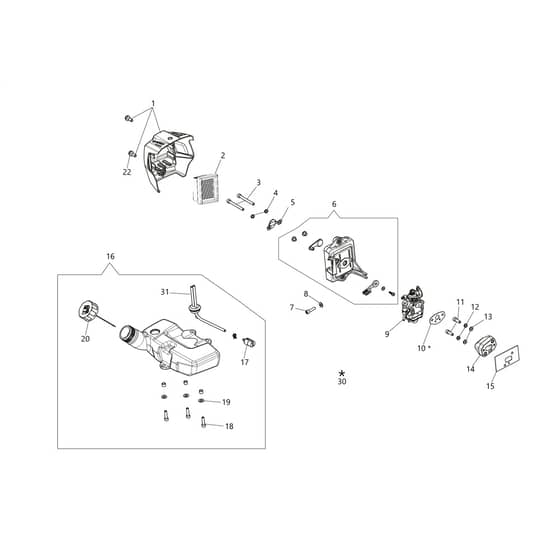 DSH 250 T -  - Efco Brushcutter Tank and air filter Diagram