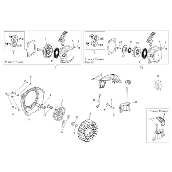DSH 4000 S -  - Efco Brushcutter Starter assy and clutch Diagram