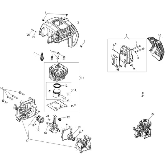 DSH 400 BP -  - Efco Brushcutter Engine Diagram
