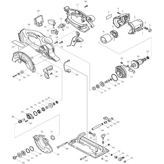 Makita DSS501 - Cordless Circular Saw 136mm - Power Tool Diagram
