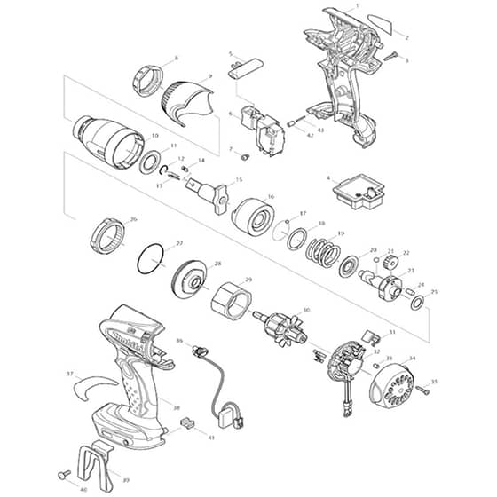 Makita DTW251 - Cordless Impact Wrench - Power Tool Diagram