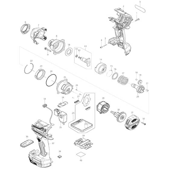 Makita DTW302 - Cordless Impact Wrench - Power Tool Diagram