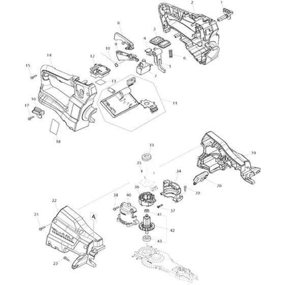 Makita DUH601 - 600mm Cordless Hedge Trimmer - Power Tool 01 Diagram