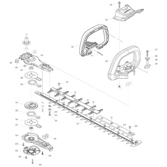 Makita DUH602 - 600mm Cordless Hedge Trimmer - Power Tool 02 Diagram