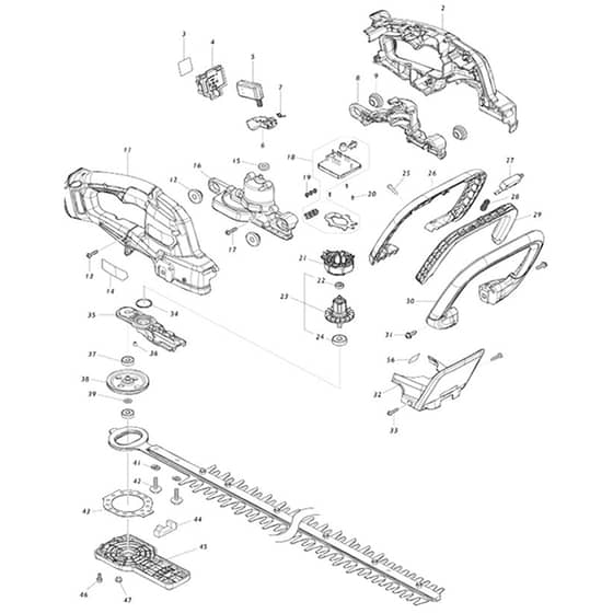 Makita DUH606 - 500mm Cordless Hedge Trimmer - Power Tool 01 Diagram