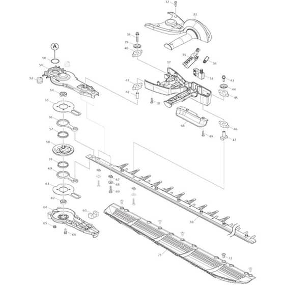 Makita DUH754S - 750mm Cordless Hedge Trimmer - Power Tool 02 Diagram