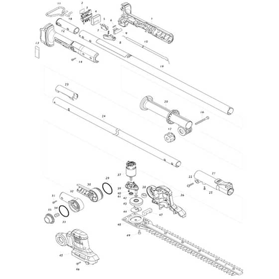 Makita DUN461W - 460mm Dc Pole Hedge Trimmer - Power Tool Diagram