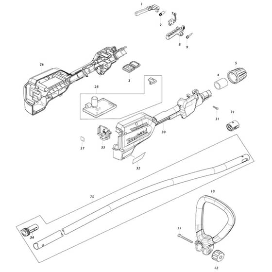 Makita DUR189 - Cordless Grass Trimmer - Power Tool 01 Diagram