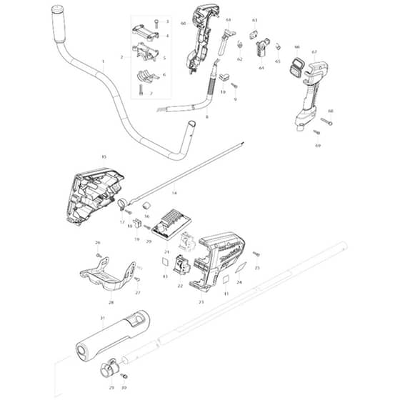 Makita DUR368A - Cordless Grass Trimmer - Power Tool 01 Diagram