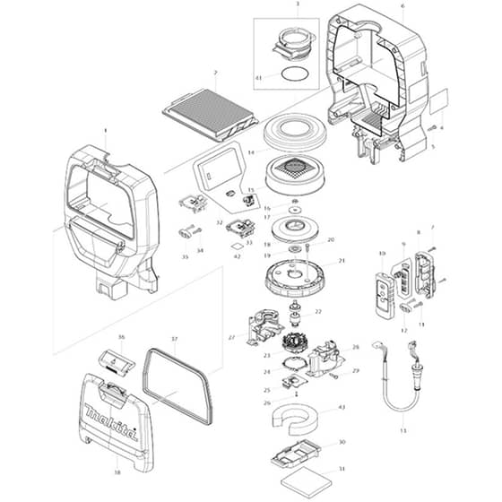 Makita DVC261 - Dc Backpack Vacuum Cleaner - Power Tool 01 Diagram