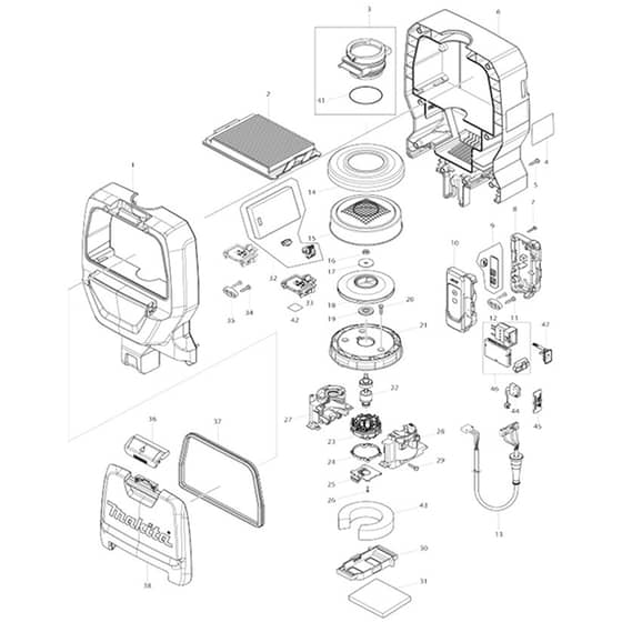 Makita DVC265 - Dc Backpack Vacuum Cleaner - Power Tool 01 Diagram