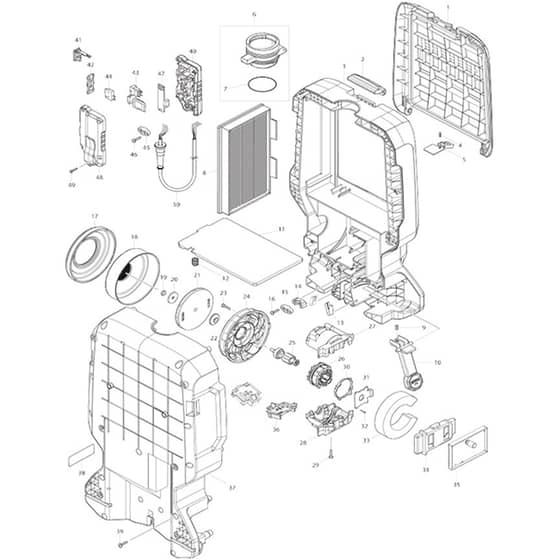 Makita DVC665 - Dc Backpack Vacuum Cleaner - Power Tool 01 Diagram