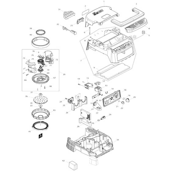 Makita DVC864L - Cordless Vacuum Cleaner - Power Tool 01 Diagram