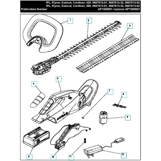 Flymo EasiCut Cordless 420 - 2015-09 - Hedge Trimmer Main Assembly