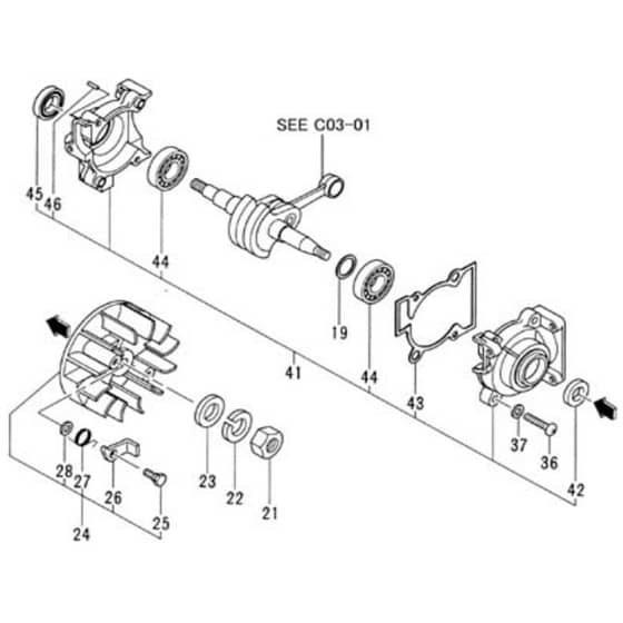 Tanaka ECS-330B - Crankcase