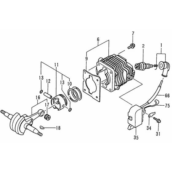 Tanaka ECS-3350-BCD - Cylinder Piston Crank Shaft