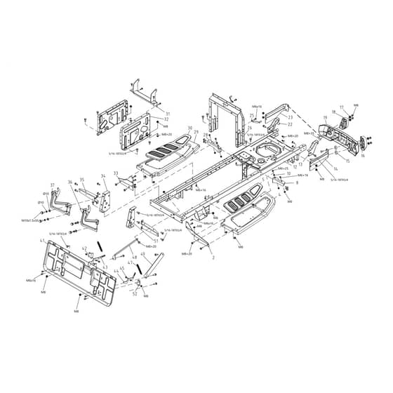 EF 102R/16 K - 2024 - Efco Ride On Mower Frame Diagram